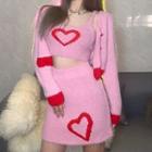 Heart Cardigan / Tank Top / Mini Skirt