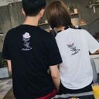 Couple Matching Short-sleeve Rose Embroidered T-shirt