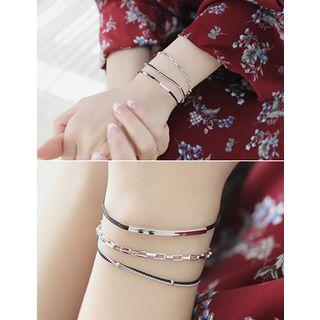 Faux-leather Chain Tiered Bracelet