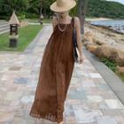 Spaghetti Strap Wide Leg Jumpsuit Brown - One Size
