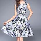 Sleeve Floral A-line Dress