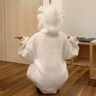 Ear Hood Zip Jacket White - One Size