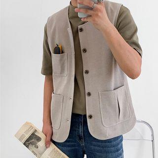 Round Neck Button-up Vest
