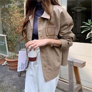 Flap-detail Pleather Trucker Jacket