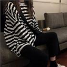Striped Long-sleeve Loose-fit Top As Figure - One Size
