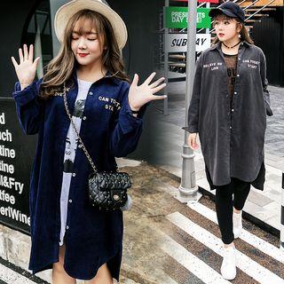 Letter Velvet Long-sleeve Blouse