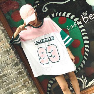 Striped 3/4 Sleeve Loose-fit T-shirt