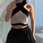 Two Tone Halter Knit Top