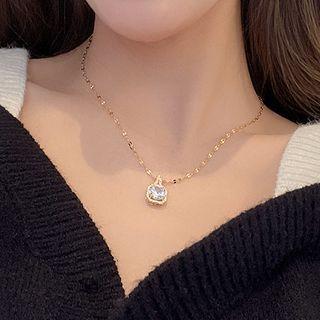 Rhinestone Necklace Yn148 - Gold - One Size