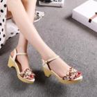 Woven Chunky Heel Sandals