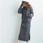 Set: Hooded Top + Pencil Midi Skirt