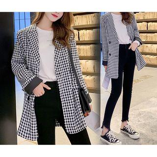 Checked Double-breasted Blazer