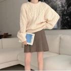 Twist Knit Sweater / A-line Skirt