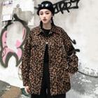 Leopard Print Oversize Button Jacket