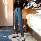 High-waist Brushed Fleece-lined Harem Jeans