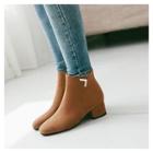Fabric Side-zip Low Heel Ankle Boots