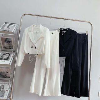 Double Breasted Cropped Jacket / Dress Pants