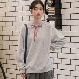 Bow Neck Pullover Gray - One Size