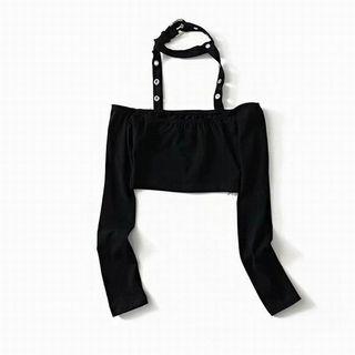 Crop Halter Long-sleeve Top