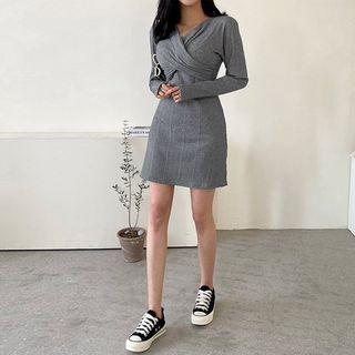 Twist-front Textured Dress