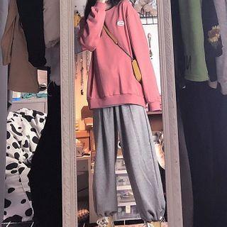 Set: Loose-fit Top + Plain Sweatpants