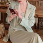 Set: Spaghetti Strap Midi A-line Dress + Blazer