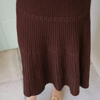 Rib-knit Long Tiered Skirt