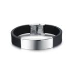 Fashion Classic Glossy Geometric 316l Stainless Steel Silicone Bracelet Silver - One Size