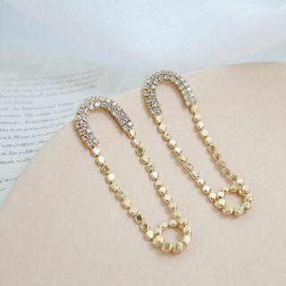 Rhinestone Alloy Chain Dangle Earring 1 Pair - As Shown In Figure - One Size