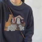 Animal Embroidered Sweatshirt