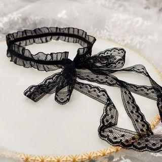 Lace Choker Lace Up - Black - One Size