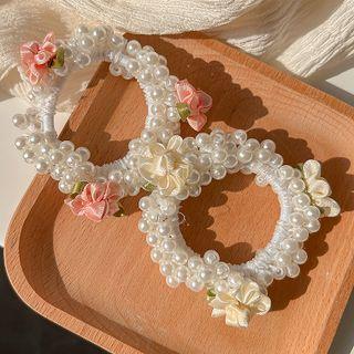 Flower Faux Pearl Hair Tie / Set