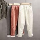 Fleece-lined Cropped Corduroy Pants