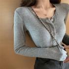 Plain Crew-neck Slim-fit T-shirt