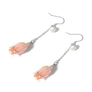 925 Sterling Silver Faux Pearl Flower Drop Earring