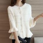 Furry 3/4 Sleeve Knit Coat