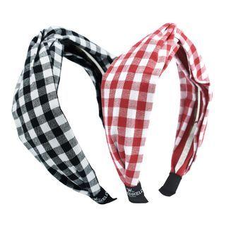 Knotted Gingham Wide Hair Band