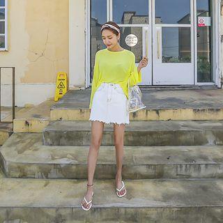 Frey-hem Stitched Skirt