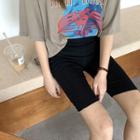 Plain Skinny Shorts Black - One Size