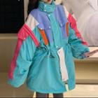 Color Block Drawstring Cargo Jacket