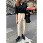 Tab-waist Chino Pants Cream - One Size