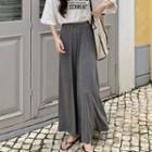 Elbow-sleeve Lettering T-shirt / Maxi A-line Skirt