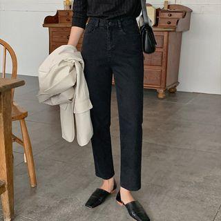 Black Washed Tapered Jeans