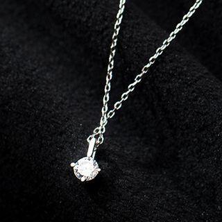 Rhinestone Pendant Sterling Silver Necklace S925 Silver - Necklace - Silver - One Size