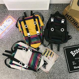 Color Block Pvc Panel Backpack