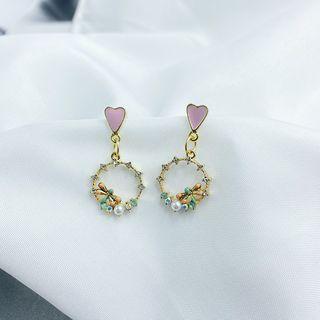 Rhinestone Glaze Hoop Dangle Earring
