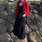 3/4-sleeve Shirt / Spaghetti-strap Midi A-line Dress