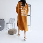 Button-side Letter Printed T-shirt Dress