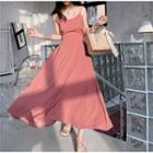 Open-back Spaghetti-strap Maxi A-line Chiffon Dress