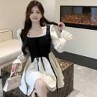 Mock Two Piece A-line Mini Dress
